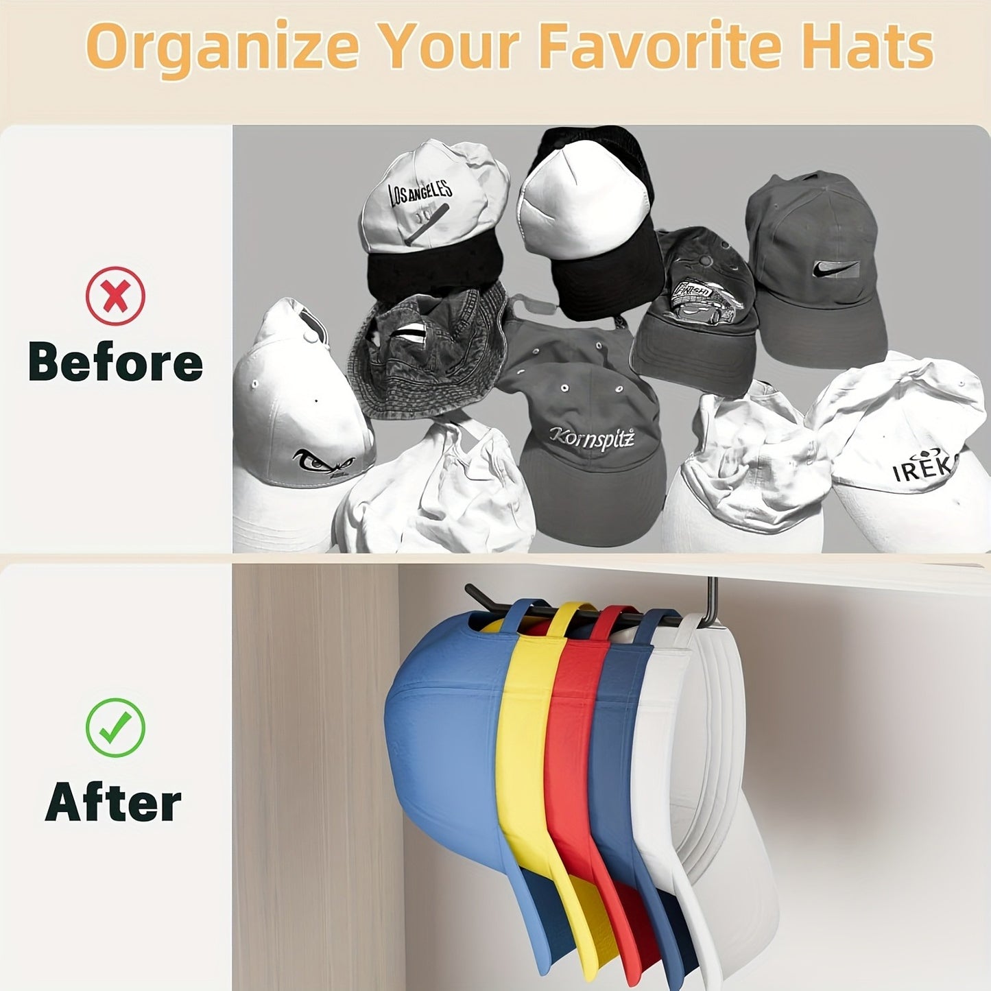 Portable Metal Wall-Mounted Hat Rack with Adjustable Arms - Ideal for Hanging Caps, Towels, and Accessories - Durable and Portable, Accessory Organizer|Modern Wall Rack|Adjustable Arms, Cap Holder