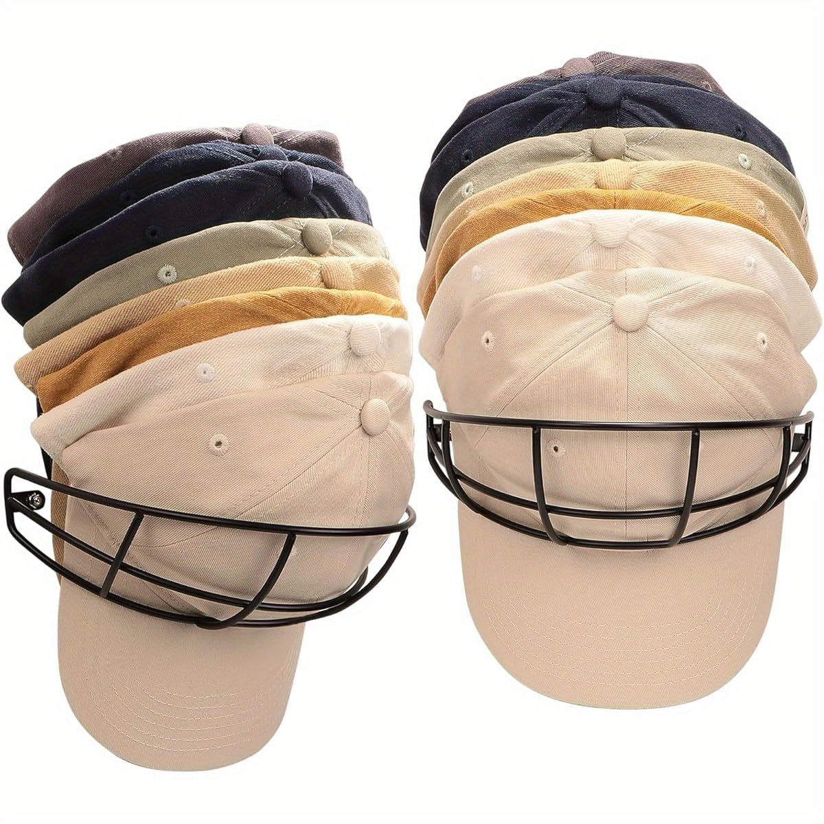 Hat Racks for Baseball Cap 2- Pack Metal Hat Organizer Black Hat Holder for Wall, Hat Hangers Hat Storage Organizer Wall Mounted/ Drill Free Adhesive Cap Rack for Closet Door, Hold up to 30 Hats