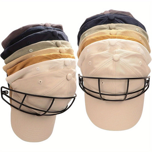 Hat Racks for Baseball Cap 2- Pack Metal Hat Organizer Black Hat Holder for Wall, Hat Hangers Hat Storage Organizer Wall Mounted/ Drill Free Adhesive Cap Rack for Closet Door, Hold up to 30 Hats