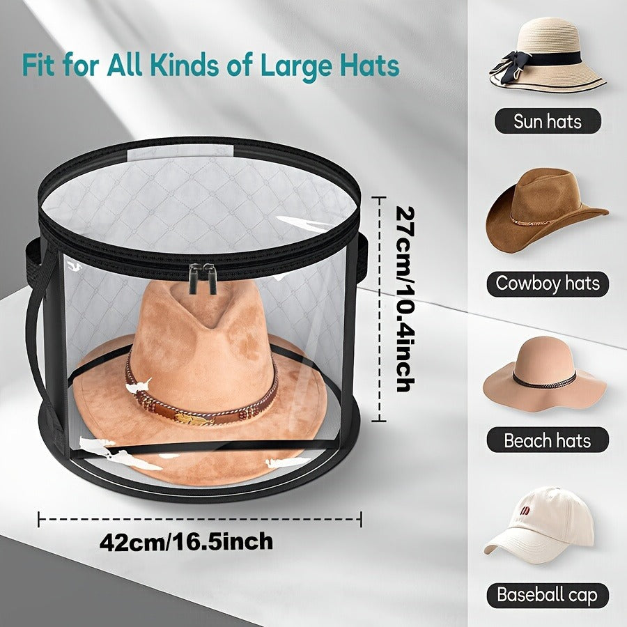 Stylish Foldable Hat Organizer Rack Holds 7 Oversize Hats Cowboy Sun Beach Baseball Caps - Durable Non Woven Fabric Unique Pattern - Portable with Carry Handle Space Saving Closet Storage