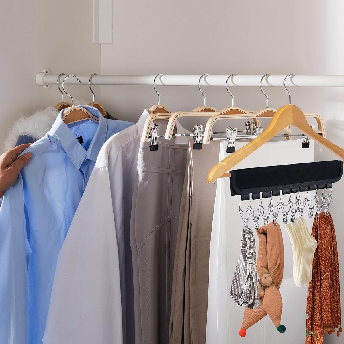 2pcs Heavy-Duty Hat Rack Organizer with 10 Clips - Space-Saving Closet & Garage Storage for Baseball Caps, Beanies, Hats - Sturdy Hanging Hooks for Wardrobe, Retail Display - Ideal Gift for Men & Women (No Assembly Needed) - Black, Hat Rack for Wall