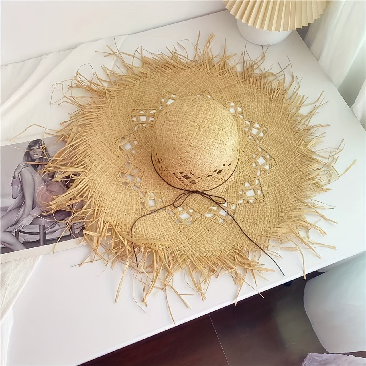 Summer Sun Protection Large Brim Straw Hat, Travel Beach Hat Raffia Straw Hat, Summer Vacation Beach Sun Protection Sun Hat, Hollow Design Holiday Style Straw Hat