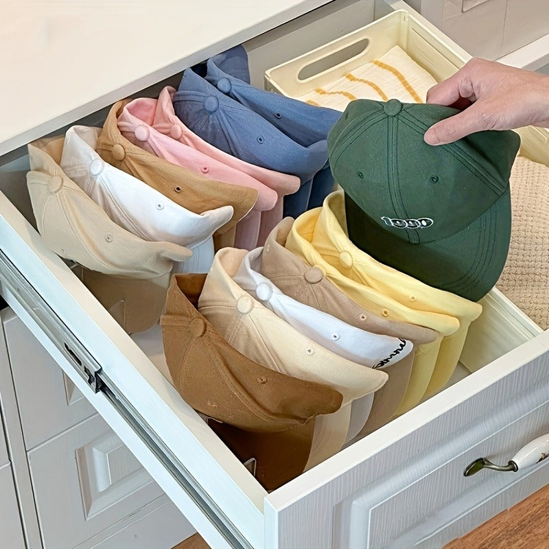 A Hat Storage Rack, a Display Stand for Hats, Suitable for Desktop Organization, Bedroom Storage, Made of Acrylic Plastic, Can Hold Seven Hats, Transparent.