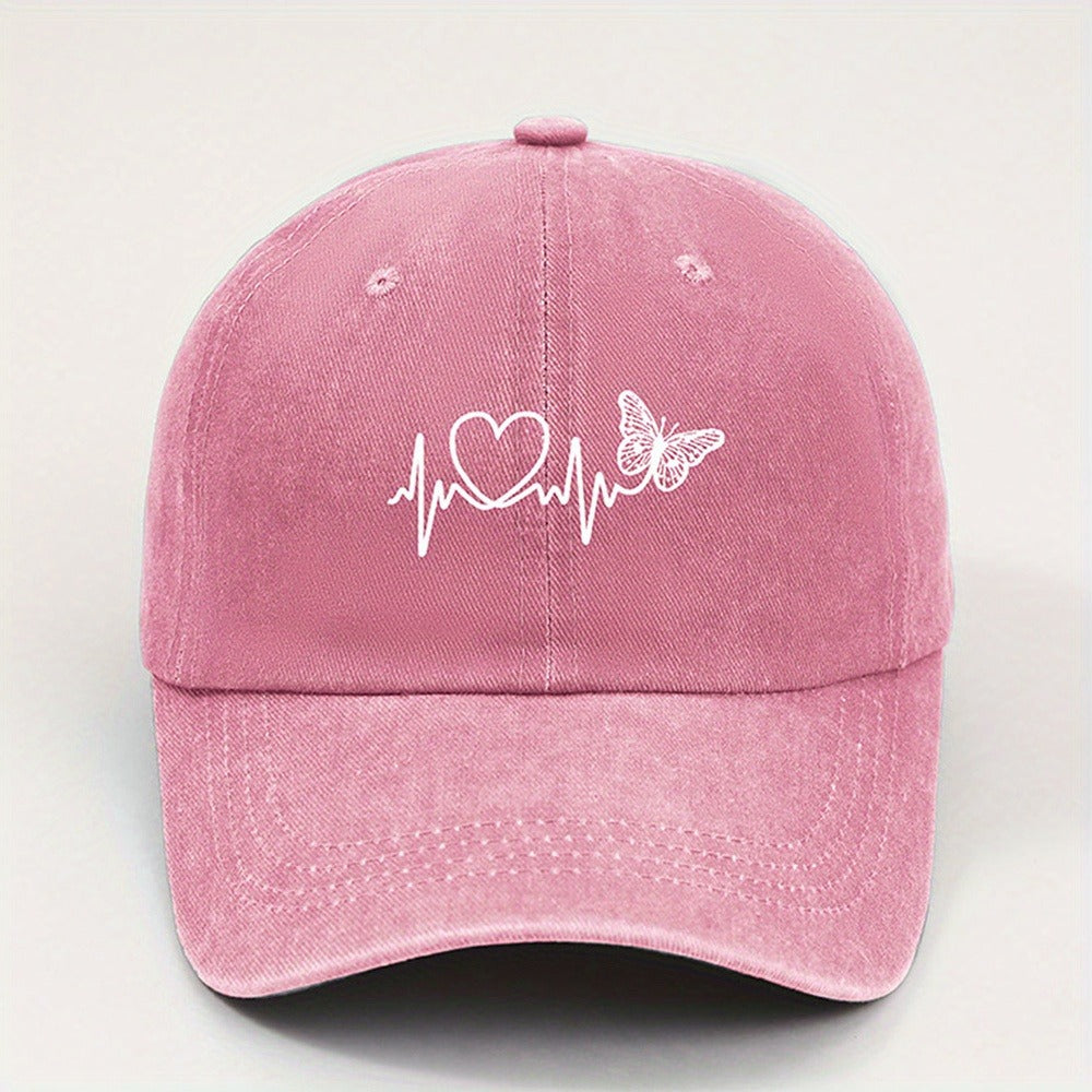 [ Adjustable Baseball Cap] Vintage Unisex Love Print Baseball Cap, Street, Casual Black|Navy|Grey|Orange Colour Options