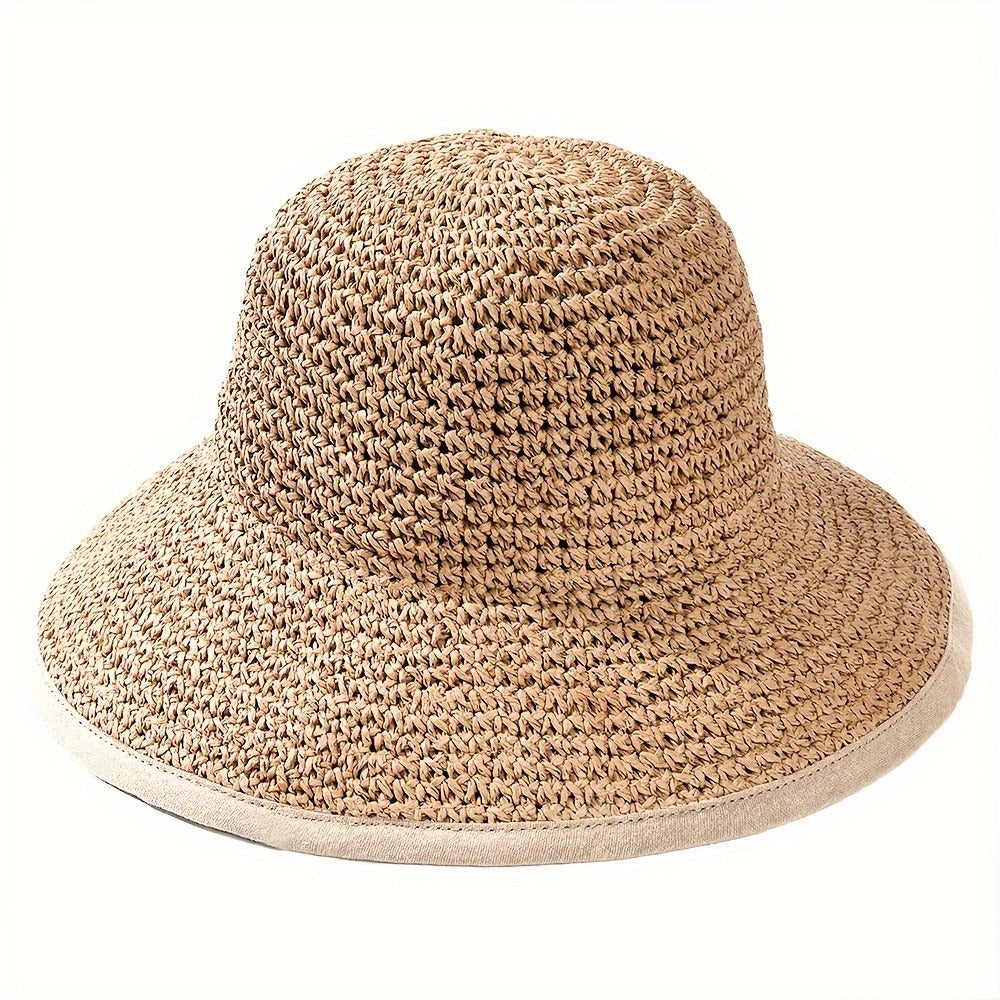Sun Hats for Women Summer Beach Hat Wide Brim Handmade Straw Hat Foldable Packable Crochet Travel Bucket Hat