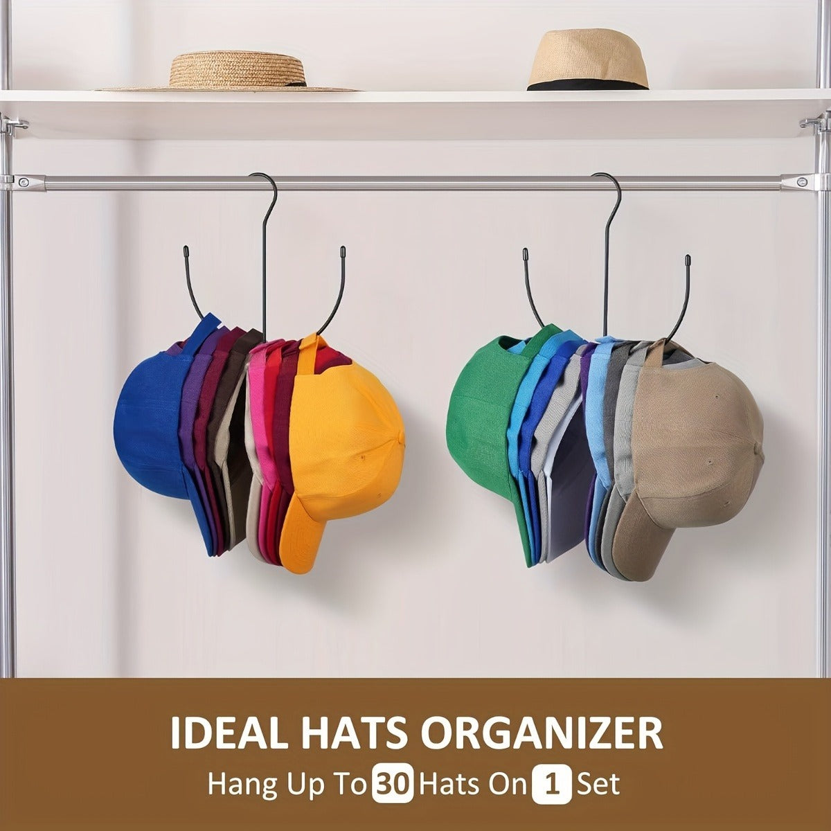 1pc Durable Stainless Steel Hat Rack - Multi-Functional Hanging Hat Organizer Hooks, Space-Saving Design, Holds 20+ Baseball Caps, Easy Install for Closet & Door | Home & Kitchen Storage > Wardrobe Organization > Hat Holder, Hat Rack for Wall