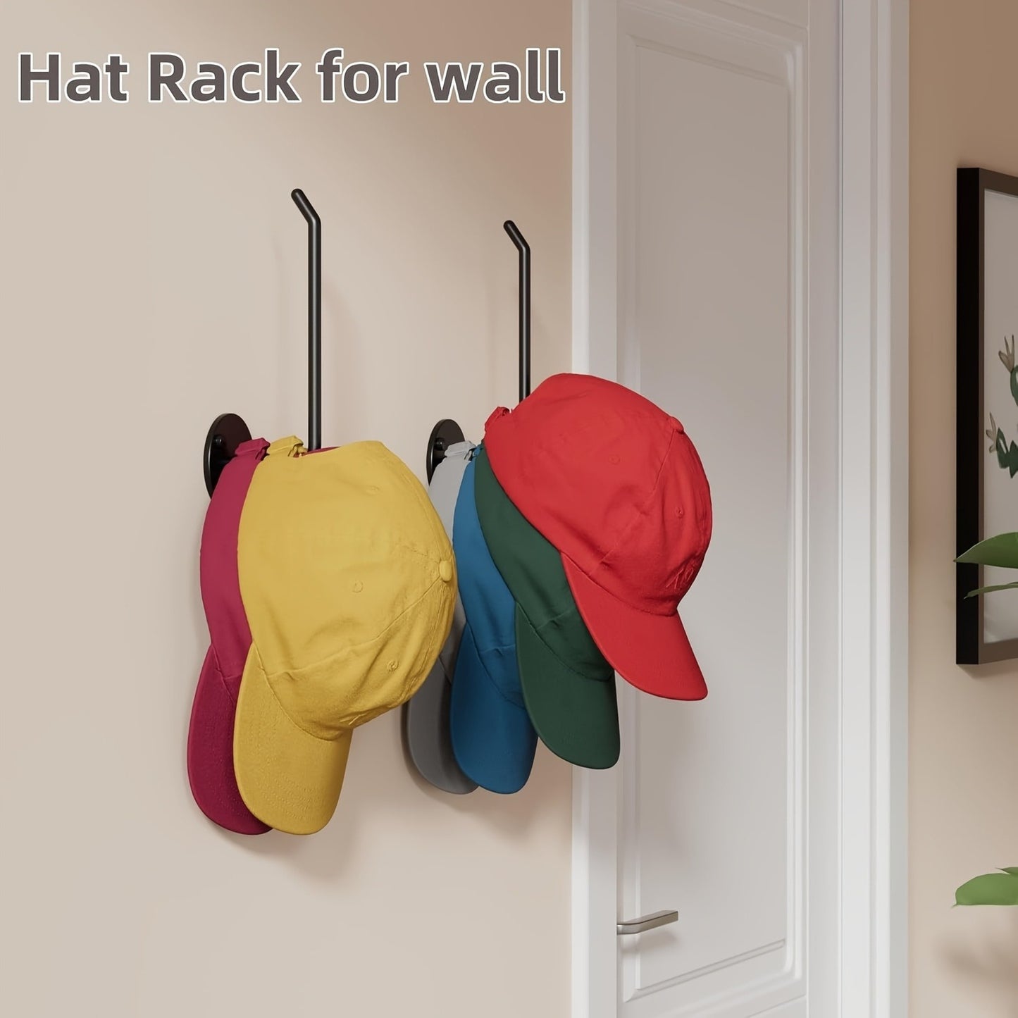Portable Metal Wall-Mounted Hat Rack with Adjustable Arms - Ideal for Hanging Caps, Towels, and Accessories - Durable and Portable, Accessory Organizer|Modern Wall Rack|Adjustable Arms, Cap Holder