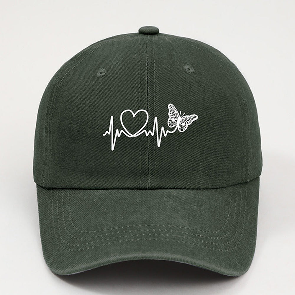 [ Adjustable Baseball Cap] Vintage Unisex Love Print Baseball Cap, Street, Casual Black|Navy|Grey|Orange Colour Options