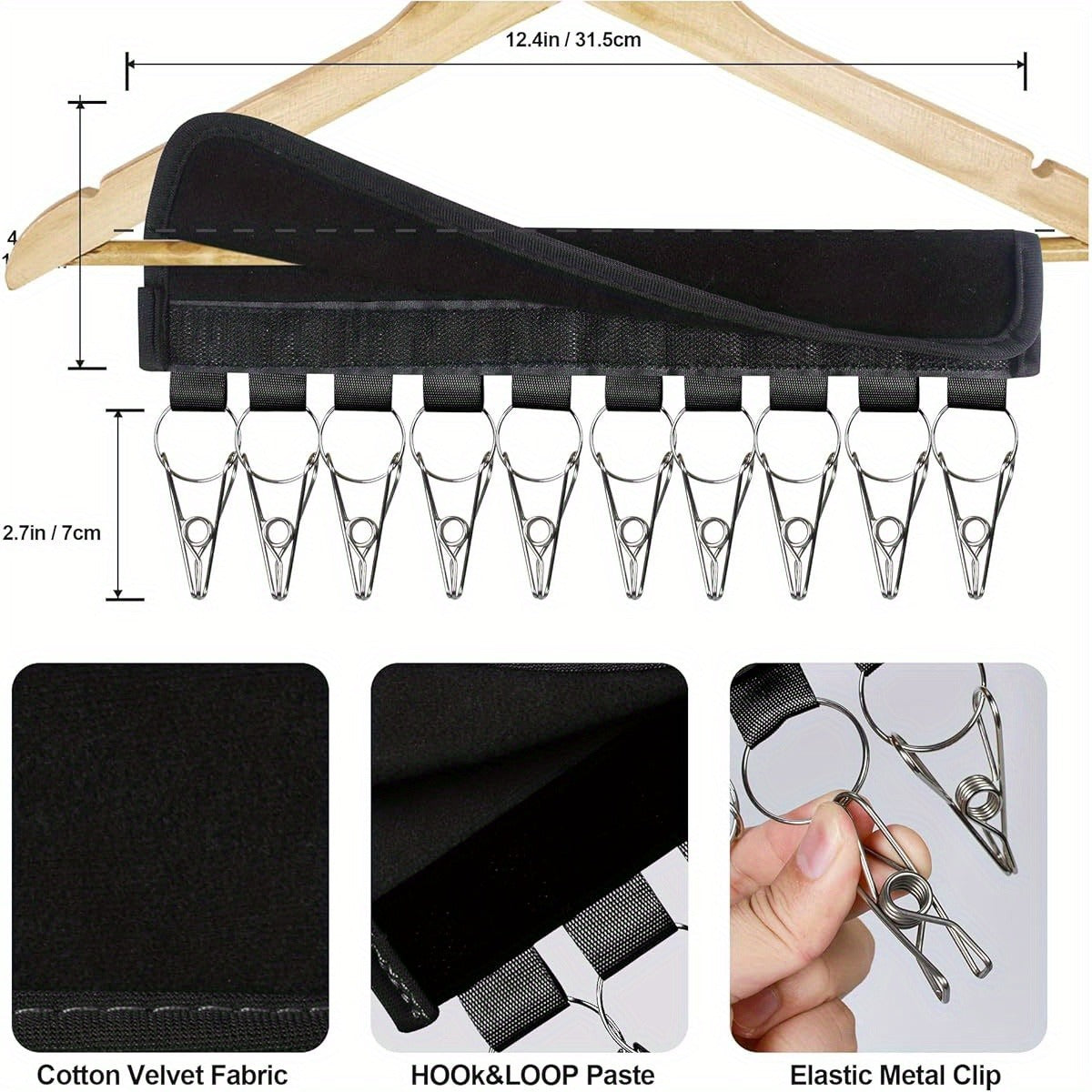 2pcs Heavy-Duty Hat Rack Organizer with 10 Clips - Space-Saving Closet & Garage Storage for Baseball Caps, Beanies, Hats - Sturdy Hanging Hooks for Wardrobe, Retail Display - Ideal Gift for Men & Women (No Assembly Needed) - Black, Hat Rack for Wall