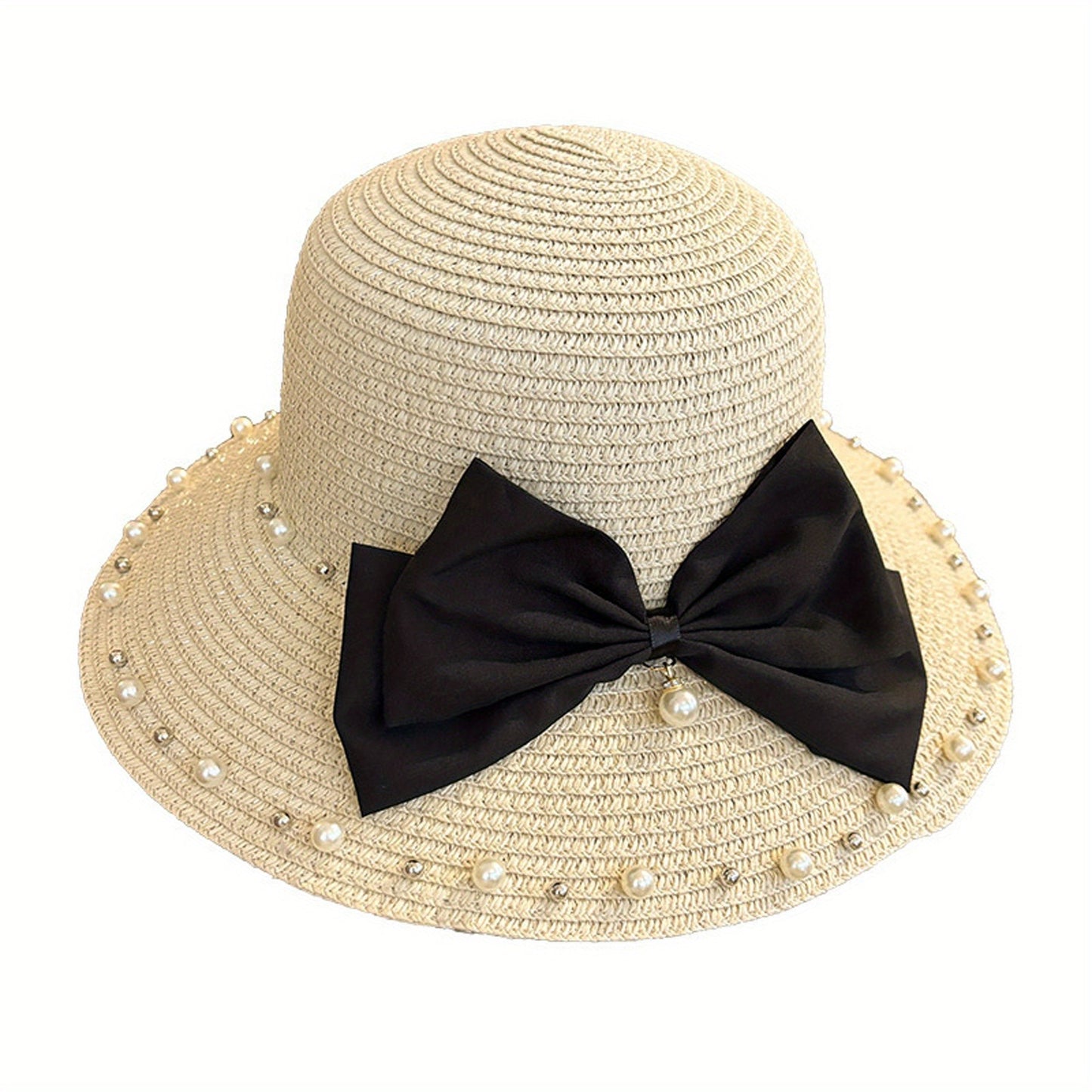 Elegant Women's Wide Brim Straw Sun Hat with -Adorned - Breathable Natural Straw Summer Beach Hat for Outdoor, Casual Chic Visor Cap