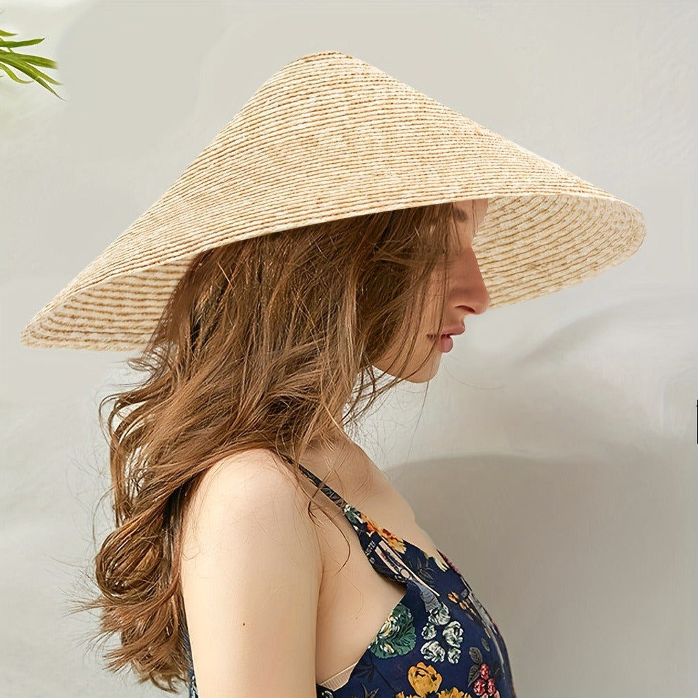 Summer Sun Protection Large Brim Straw Hat, Travel Beach Hat Raffia Straw Hat, Summer Vacation Beach Sun Protection Sun Hat, Hollow Design Holiday Style Straw Hat