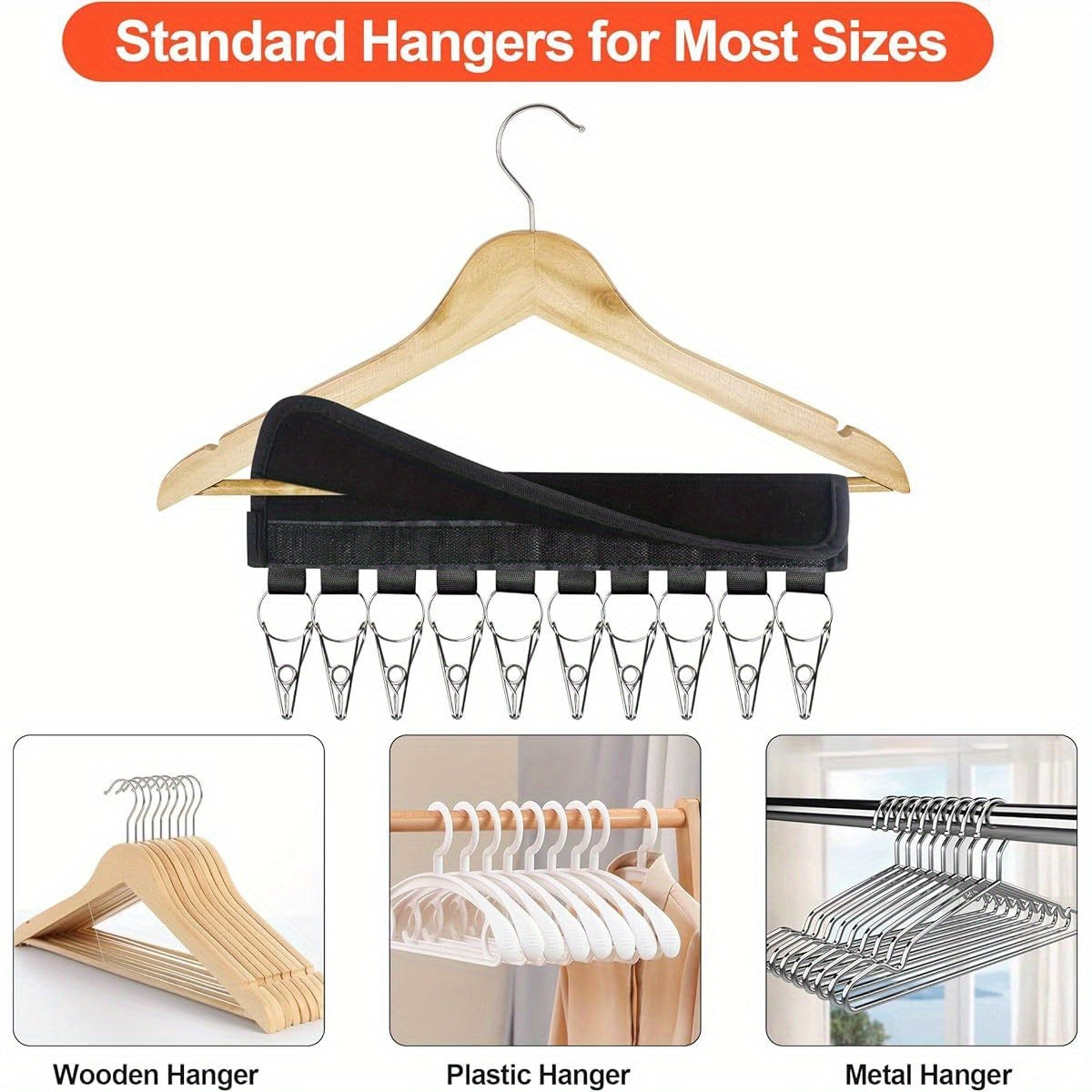 2pcs Heavy-Duty Hat Rack Organizer with 10 Clips - Space-Saving Closet & Garage Storage for Baseball Caps, Beanies, Hats - Sturdy Hanging Hooks for Wardrobe, Retail Display - Ideal Gift for Men & Women (No Assembly Needed) - Black, Hat Rack for Wall